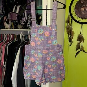 Blackmilk Carebears Overall Purple Donut High Waist Shorts Pockets L